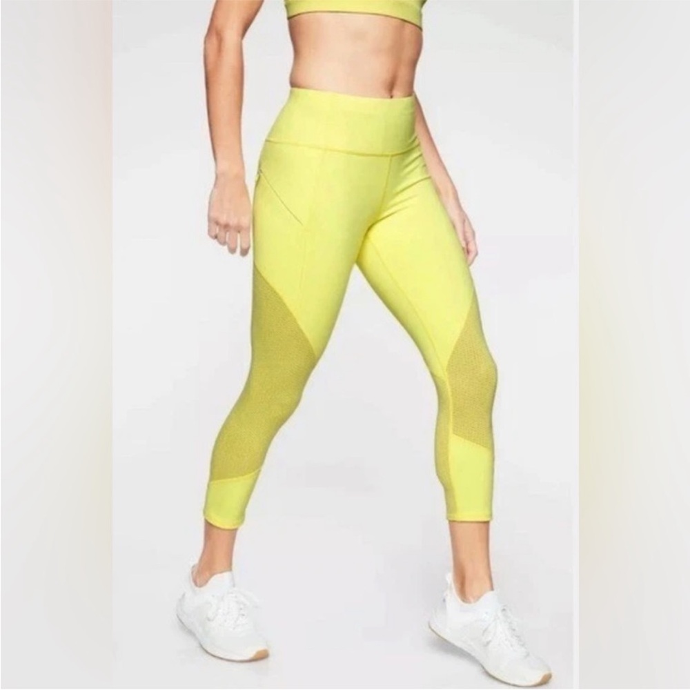 Athleta Mesh Contender Capri Leggings Yellow Size XS